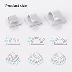 ITUGOU 100 PCS White Adhesive Cable Clips Cord Organizer (Small, Medium,Large),Wire Holder for Cable Management, Outdoor Light Clips Light Hooks for LED String,Car Dash Cam, Extension Cord (White)