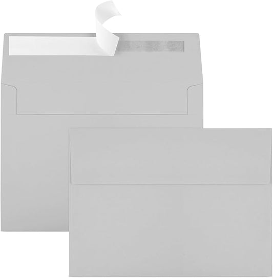 50 Packs 5x7 Dark Gray Envelope, Gray Envelopes 5x7, Dark Gray Invitation Envelope, Envelopes Self Seal for Weddings, Invitations, Photos, Greeting Cards, Mailing (Light grey)