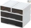 OSteed White Desktop Drawers for Paper, Stackable Office Storage Drawers for Desk, Craft Organizer and Storage Bins, 4 Mixed Storage Container with Plastic Drawers for Office Supplies Desk accessories