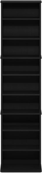 Furinno Jaya DVD Shelf, 9-Shelf Tall Narrow CD Rack, Media Shelf with Adjustable Shelves, DVD Storage Cabinets for CD Blueray Game Disc, Easy Assembly, for Living Room, Home Office, Americano