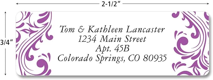 Colorful Images Elegant Swirl Rolled Personalized Return Address Mailing Labels with Dispenser, Customize with Name & Shipping Address, 250 ¾” x 2½” Self Adhesive, Easy Peel Label Roll