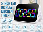 Kitchen Digital RGB Timer, Count Down Up, Rechargeable, Vibration Mode Adjustable Volume and Brightness LED Display, Time Management Cook, Desk, Kids Adults Study Teaching, Kitchen Gadgets