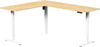 VIVO Electric Corner 75 x 63 inch L-Shaped Standing Desk, Memory Height Adjustment, Real Bamboo Top White Frame, DESK-E3CTWO-75