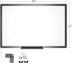 VIZ-PRO Magnetic Whiteboard/Dry Erase Board with Black Aluminium Frame, 18 X 12 Inches, Includes 1 Eraser & 2 Markers & 4 Magnets