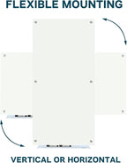 J&J worldwide Magnetic Glass Whiteboard 6' x 4', Large Frameless White Boards for Walls 72 x 48 Inches, Large Dry Erase Board for Office, Home, School