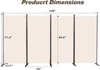 CHOSENM Room Divider, 4 Panel Folding Privacy Screens with Wider Support Feet, 6 Ft Portable Room Partition for Room Separator, 136" W X 71" H, Beige