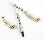 JINHAO 1935 Fountain Pen TIANDAO Series #8 Nib Ink Pen with Guitar-Shaped Clip and Ink Converter (F Nib 0.5mm, Ivory White)