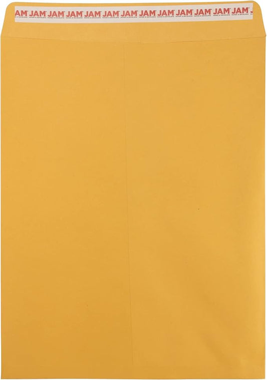 JAM PAPER 12 x 15 1/2 Open End Catalog Recycled Envelopes with Peel and Seal Closure - Brown Kraft - Bulk 250/Box