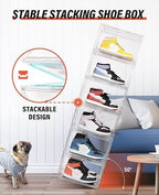 KDOR Clear Plastic Shoe box Organizer, 3 Pack Stackable Sneaker Boxes, Transparent Display Case with Magnetic lid, Tidy Home & Office Closet Storage