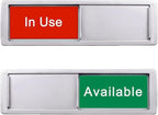 In Use or Available Sign, Magnetic Privacy Occupied Vacant Door indicator for Bathroom/Restroom/Office/Meeting Room, Durable Plastic (Silver), 7'' x 2''