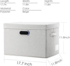 PRANDOM Large Collapsible Storage Bins with Lids [3-Pack] Fabric Foldable Storage Boxes Organizer Containers Baskets Cube with Cover for Home Bedroom Closet Office Beige(17.3x11.8x11.8)