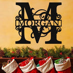 AJD Designs Personalized Metal Name Signs - Split Letter Monogram Wall Art Decor - Durable Steel Family Last Name Decor - Custom Signs Indoor or Outdoor