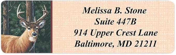 Deer Designer Rolled Address Labels with Elegant Plastic Dispenser