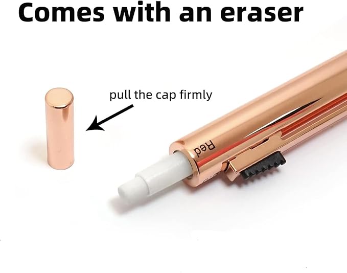 4-in-1 Four-Color Multifunctional Pen, Black/Red/Blue Ballpoint Pen and 0.5mm Mechanical Pencil, Metal Case Pen, Great Gift for Friends, Loved Ones (Rose Gold)