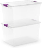 Sterilite 24-Pack 66 Quart ClearView Latch Box, Stackable Organizer Bins with Latching Lids - Clear Plastic Organization Containers for Closet, Bedroom, Shelving Units and Everyday Home Storage