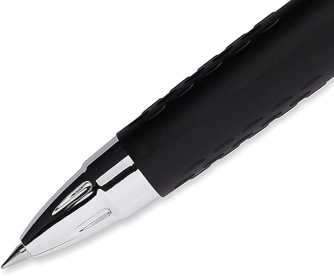 Signo 207 Roller Ball Retractable Gel Pens, Ultra Micro Point (0.38mm), Black Ink, 6 Count, Bundle with Plastic Reusable Pouch