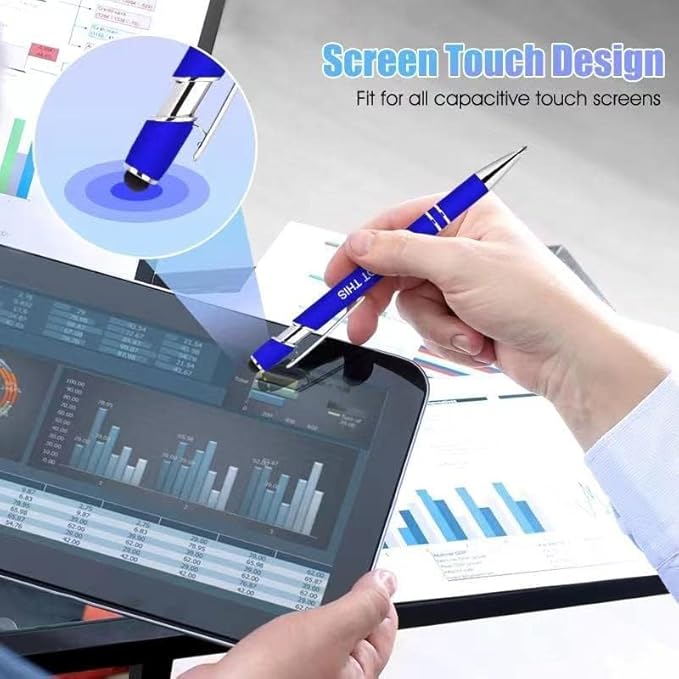 Greengines 10 Pcs Inspirational Pens - Motivational Ballpoint Ink Pens Bulk with Stylus Tip quotes Gifts for School Coworkers Office Supplies Black Ink