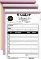 Personalized Invoice Book Custom 2 Part/3 Part Receipt Book Quote Estimate Order Forms Carbonless Form with Your Company Name Logo Address,2-10 Books (Style 14)