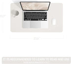 YSAGi Non-Slip Leather Desk Pad, Waterproof Laptop Computer Desk Keyboard Mat, Table Protector Blotter Mat, Large Mouse Pad for Office/Work/Home/Decor(Apricot Gray, 23.6" x 13.7")