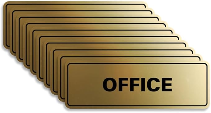 Signs ByLITA Standard Office Sign - Professional Business Signage - Easy to Install (Brushed Gold) - Large 10 Pack