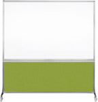 DivideWrite Mobile Whiteboard | Double Sided Dry Erase Board | Portable Office Cubicle Partition | Display for Classrooms, Conference Rooms, Meeting Areas and More | Navy Blue Fabric 4' Wide X 6' Tall