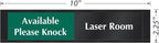 SmartSign Laser Room Available/Do Not Enter Please Knock Slider Sign, 2.25" x 10", 60 mil Plastic Plate in Aluminum Frame with Adhesive Backing, Privacy Indicator, Red/Green/Black, USA-Made