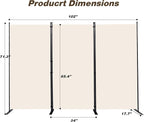 CHOSENM Room Divider, 3 Panel Folding Privacy Screens with Wider Support Feet, 6 Ft Portable Room Partition for Room Separator, 102" W X 71" H, Beige