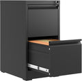 FLIXELIO 2 Drawer File Cabinet with Lock,Metal Vertical Filing Cabinets for Home Office,Heavy Duty File Storage Cabinet for Letter/Legal/A4/F4 Size File,Assembly Require (Black, Vertical 2 Drawer)