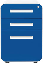 Laura Davidson Furniture Stockpile 3 Drawer File Cabinet with Lock - Under Office Desk Metal Filing Cabinet, Legal/Letter File Folders, Wheels and Stationary Feet, Pre-Assembled, Blue Faceplate