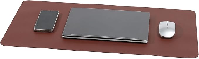 Wolaile PU Leather Desk Pad Blotter 27x13 inches,Non-Slip Base Waterproof Surface Office Desk Mat,Large Computer Mouse Pad,Old Desktop Cover Decor,Brown