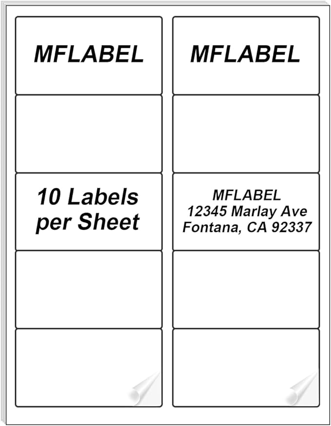 MFLABEL 2x4 Shipping Address Labels - 250 Count, 25 Sheets for Printer - 10-UP Internet Mailing Stickers, 2" x 4" FBA Labels for Laser/Inkjet Printer