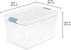 Sterilite 18-Pack Latching Box, Under Bed Storage Bins with Lids, Clear Plastic, 64 Quart - Heavy-Duty Organizing Containers for Closet, Bathroom, and Office