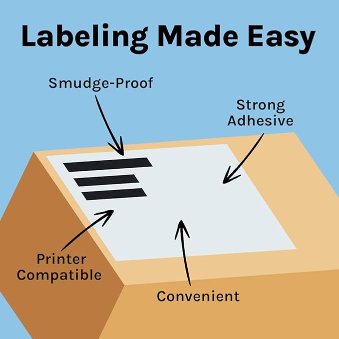 Premium Label Supply White Sticker Full Sheet Shipping Labels – 8.5" x 11" – Laser/Inkjet Compatible – (1 per Sheet), 500 Sheets - Letter Size