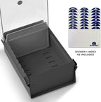 Acrimet 3 x 5 Card File Holder Organizer Box Metal Base Heavy Duty (AZ Index Cards and Divider Included) (Gray Color with Clear Crystal Plastic Lid Cover)