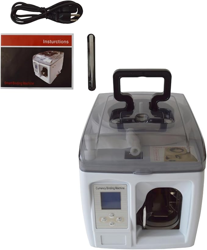 INTBUYING Currency Binding Machine Paper Tape Banding Machine Intelligent Money Packer Packing Bank Note Machine 110v for Packing Money