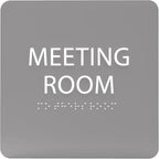 ADA CENTRAL SIGNS - 6" X6" Meeting Room Sign - ADA Compliant Tactile Graphics Grade 2 Braille Text Acrylic Wall Sign - Privacy Interview Room Name Door Sign for Schools Hospitals Offices & Apartments