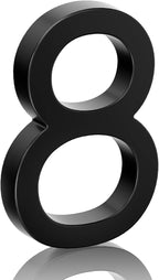 6" Floating Stainless Steel Address House Number, Modern Metal Anti-Rust House Numbers with Nail Kits for Door Garden Mailbox Decor Visibility Signage (8)
