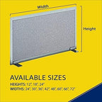 OBEX Acoustical Free Standing Privacy Screen, Cubicle Accessories Desk Privacy Panel, Desk Dividers for Office, Office Furniture Partitions Portable Sound Proof Dividers, 12" x 36", Overcast