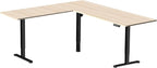VIVO Electric Corner 84 x 63 inch L-Shaped Standing Desk, Memory Height Adjustment, Light Wood Top Black Frame, DESK-E3CTBC-84