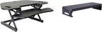 Rocelco 46" Height Adjustable Corner Standing Desk Converter with Dual Monitor Stand Bundle - Quick Sit Stand Up Computer Workstation Riser - Extra Large Keyboard Tray - Black (R CADRB-46-DMS)
