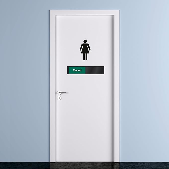 SmartSign Privacy Signs Vacant In Use Slider Door Sign for Home Bathroom Office Restroom Conference Hotel Hospital | 2.25" x 10" Plastic Black Color, Made in USA