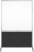 DivideWrite Mobile Whiteboard | Double Sided Dry Erase Board | Portable Office Cubicle Partition | Display for Classrooms, Conference Rooms, Meeting Areas and More | Black Fabric 4' Wide X 6' Tall