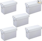 PIT66 5 Pcs Comic Book Storage Boxes, Holds 150-175 Comics Each, Collapsible, Stackable, Moistureproof, White, 15.83"L x 11.42"W x 7.87"H