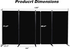 CHOSENM Room Divider, 4 Panel Folding Privacy Screens with Wider Support Feet, 6 Ft Portable Room Partition for Room Separator, 136" W X 71" H, Black