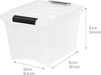 IRIS USA 19 Qt Stackable Plastic Storage Bins with Lids, 6 Pack - BPA-Free, Made in USA - Discreet Organizing Solution, Latches, Durable Nestable Containers, Secure Pull Handle - Pearl