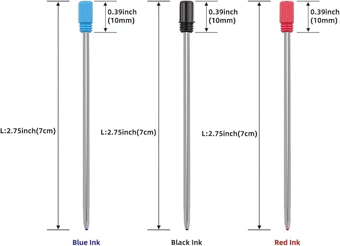 4-in-1 Four-Color Multifunctional Ballpoint Pen Refill, Black/Red/Blue (10 Pieces) - Medium Point, Great Gift for Friends and Loved Ones (Refill Red)