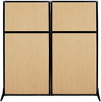 Versare Workstation Partition | Portable Wall Divider | Modern Office Cubicle | Free Standing Privacy Screen | Flexible Work Space | 66" x 70" Natural Maple Wood Grain Panels No Window