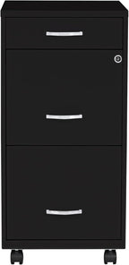 Lorell LYS SOHO Box/File/File 3-Drawer Mobile File Cabinet, Black