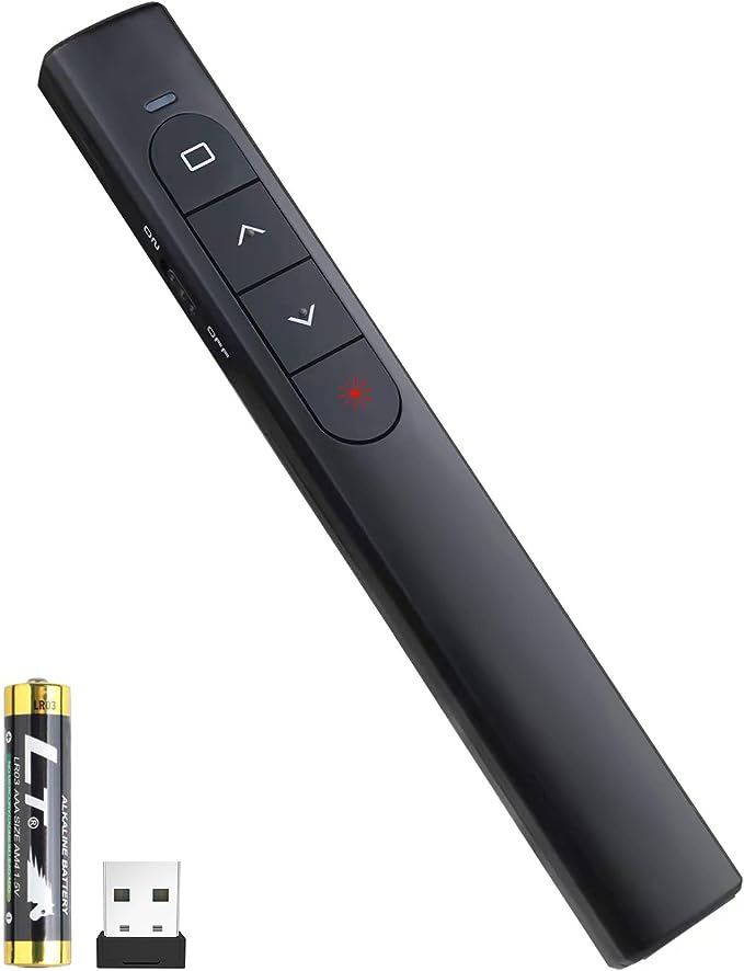 Wireless Presenter Remote, Presentation Clicker with Hyperlink & Volume Remote Control PowerPoint Office Presentation Clicker for Keynote/PPT/Mac/PC/Laptop(Battery Included)