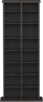 Prepac 2 Column Tall Cabinet Media, Double Multimedia Storage Tower, Black
